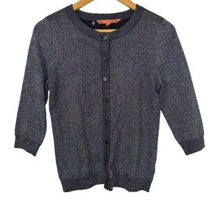 Modcloth Metallic Sparkle Iridescent Black Grey Cardigan Sweater Size Med EUC